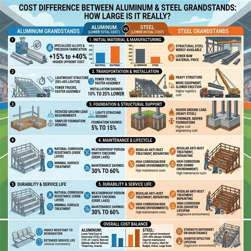 Cost Difference Between Aluminum Grandstands And Steel Grandstands: How Large Is It Really?