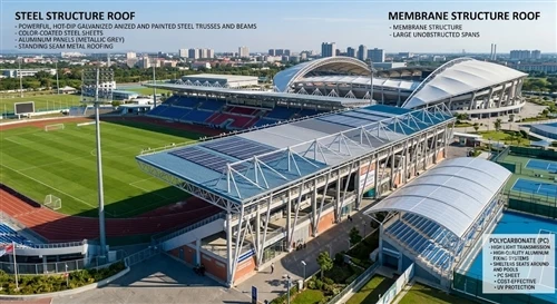 Common Grandstand Roof Structures: Membrane, Steel, Or Polycarbonate (PC) – Which One Is Right Fo...