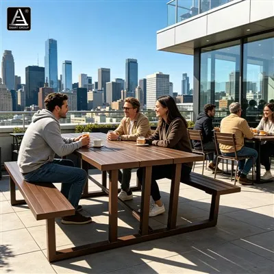 Type 03 - Aluminum Folding Picnic Table With Bench Seating
